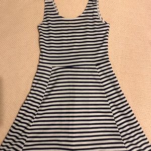 H&M Navy blue and White Striped Dress